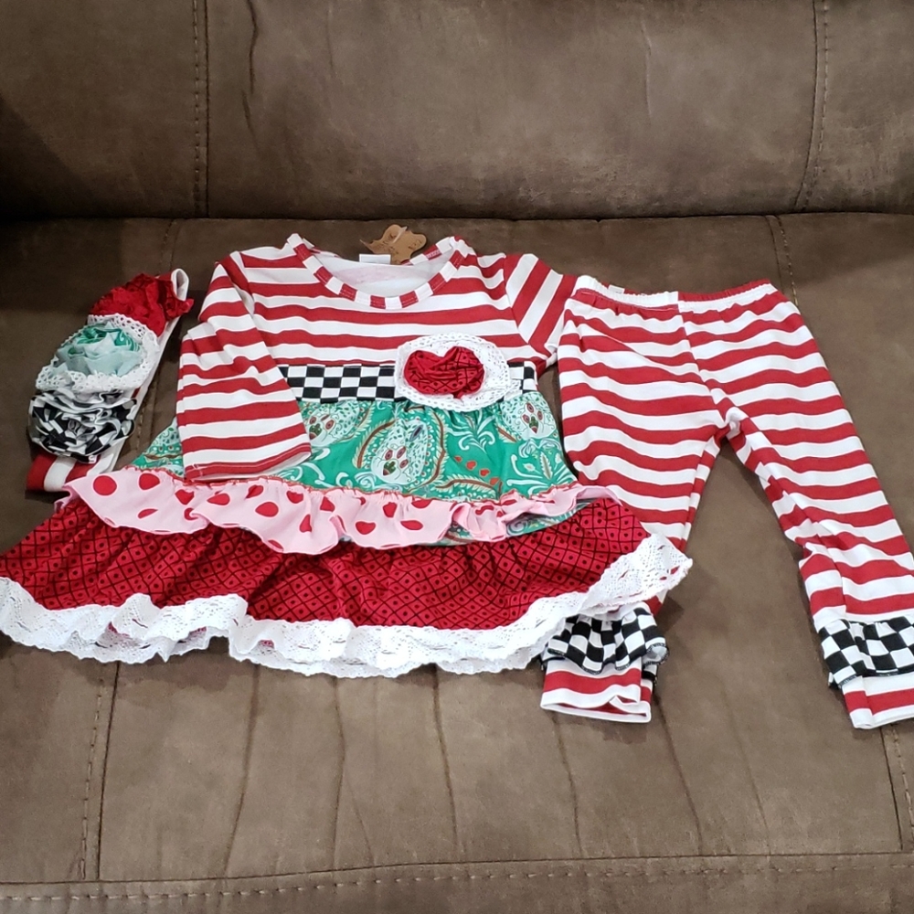 NWT 12 Month Girl Christmas Pant Set